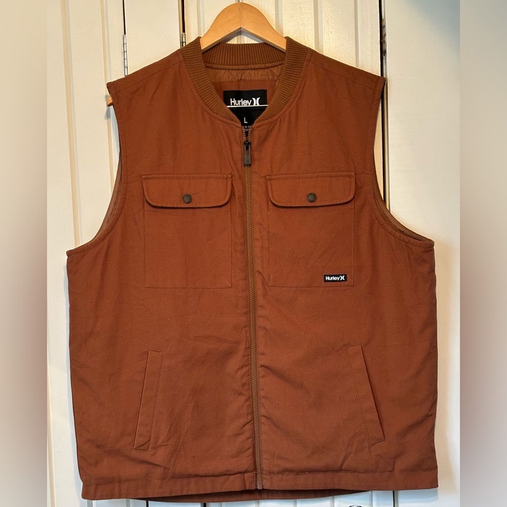 Mens Hurley Insulated Cotton Canvas Vest - Utility Vest